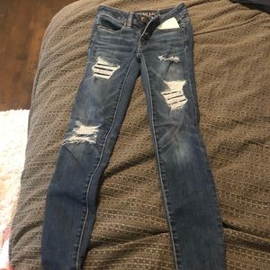 American Eagle super super stretchy ripped jeans